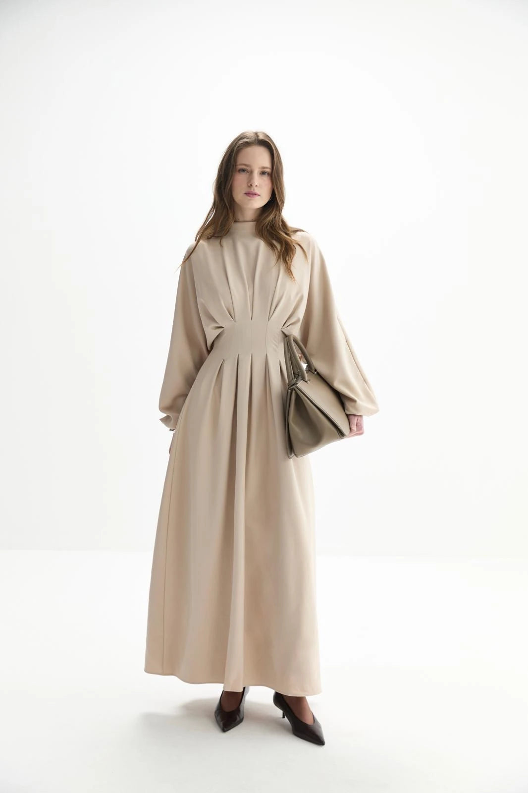 modest dress beige Modest Women's Dress 24539
