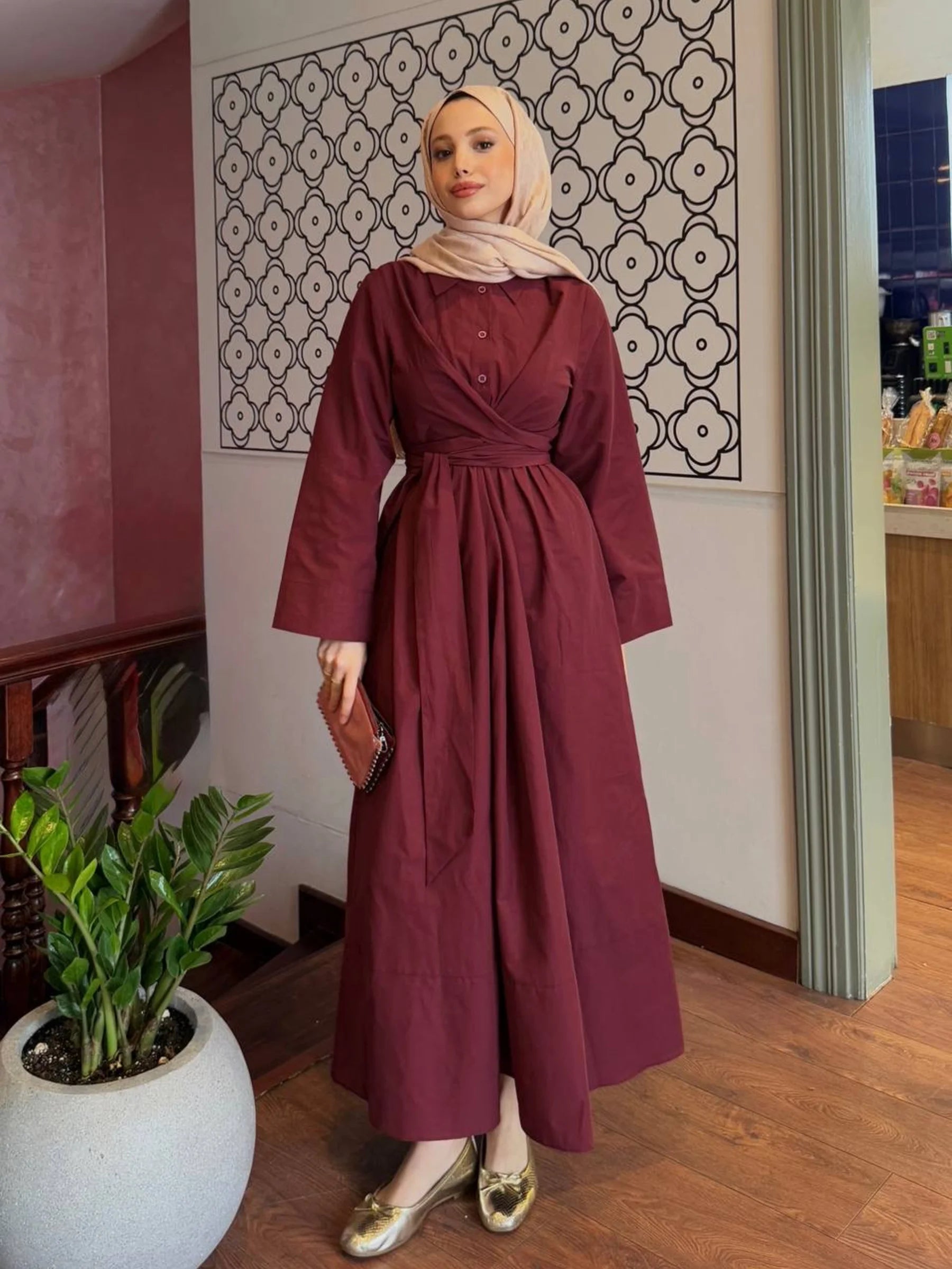 Sophie Wrap Dress - Burgundy Muse Robe Sophie Wrap Dress - Burgundy Muse Robe