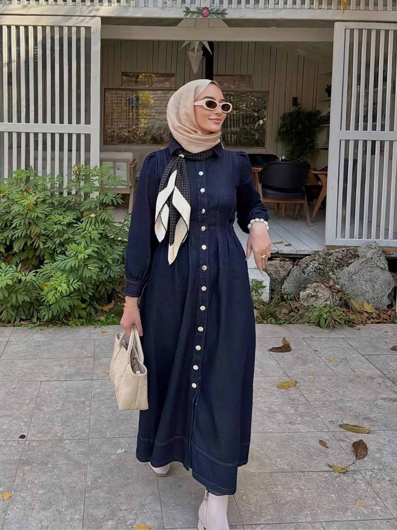 Mira Buttoned Denim Dress Muse Robe Mira Buttoned Denim Dress Muse Robe