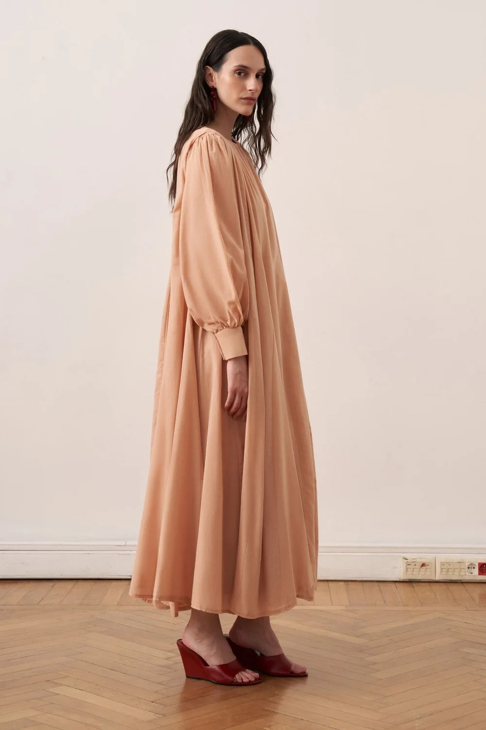 Seren Voile Long Dress - Salmon - Muserobe modest dress image 1