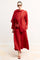 Nora Organic Linen Shawl-Shoulder Shirt - Red image 1