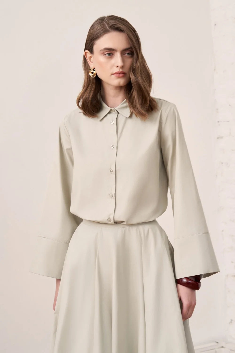 Narin Cotton Skirt Set - Sage - Muserobe modest skirt set image 2