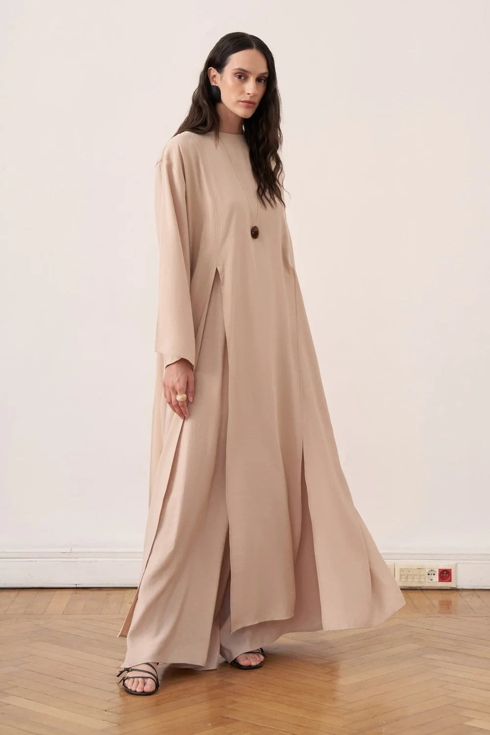 Lina Modal Long Blouse - Beige image 2