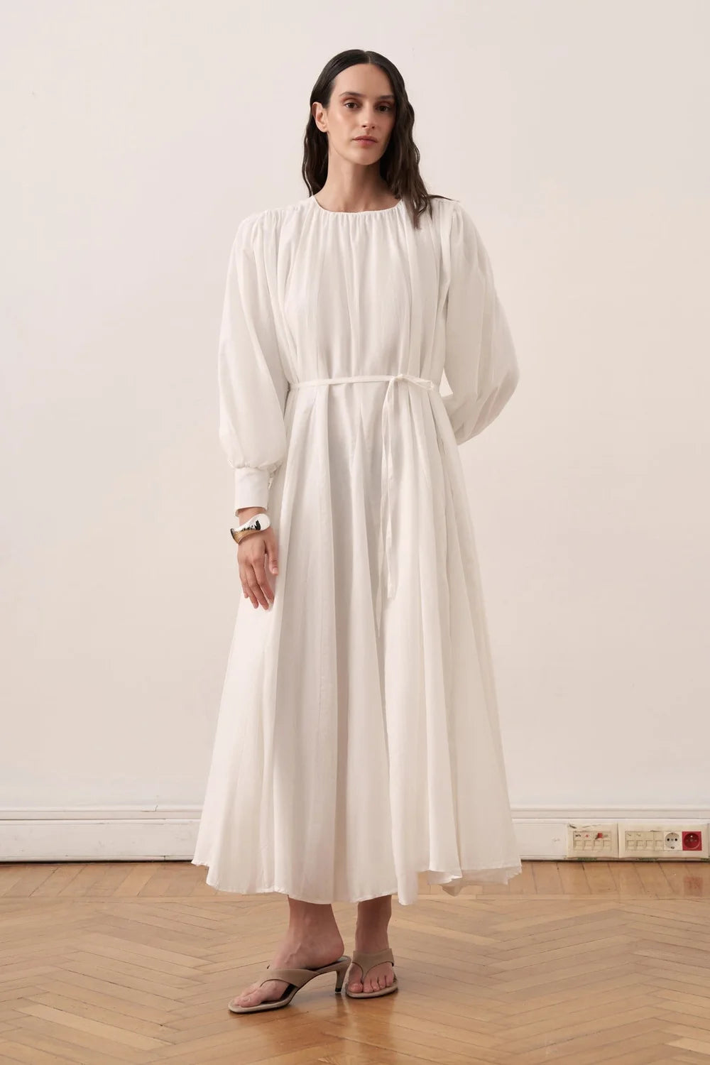 Seren Voile Long Dress - White - Muserobe modest dress image 2