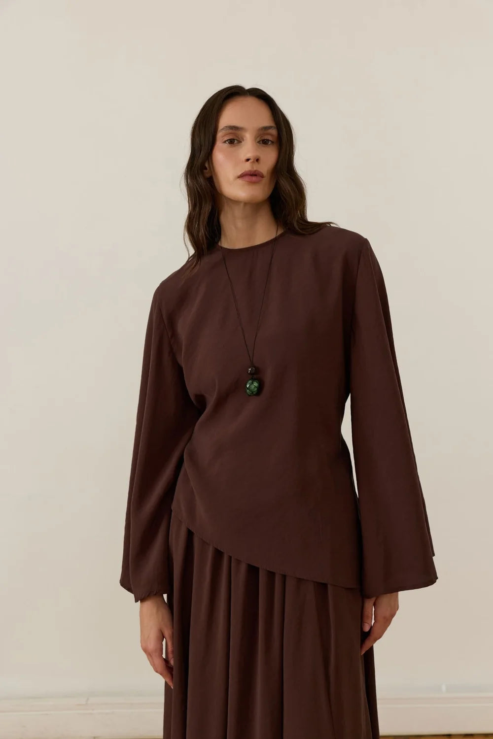 Elara Cupra Skirt Set - Dark Brown image 2