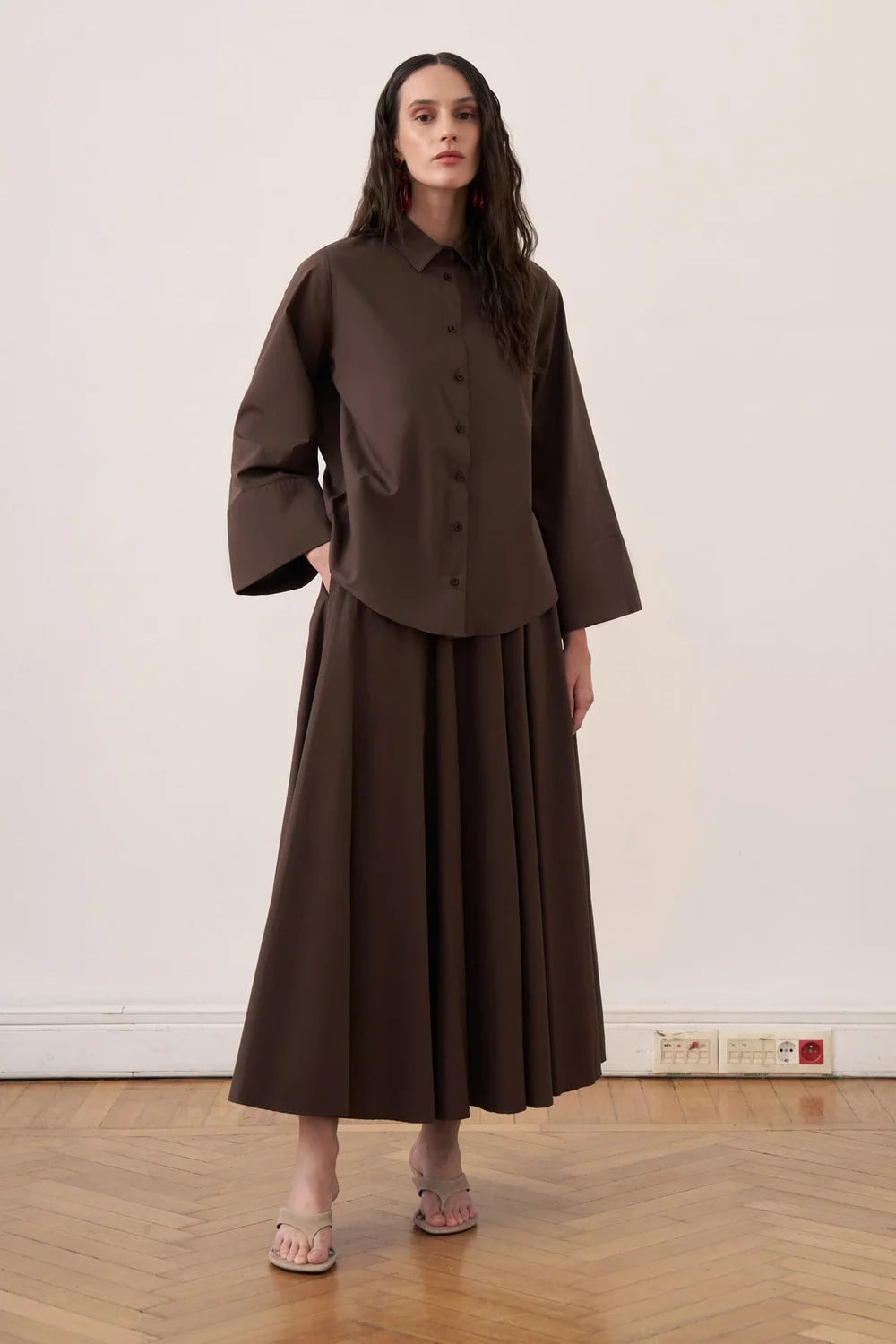 Narin Cotton Skirt Set - Brown - Muserobe modest skirt set image 2