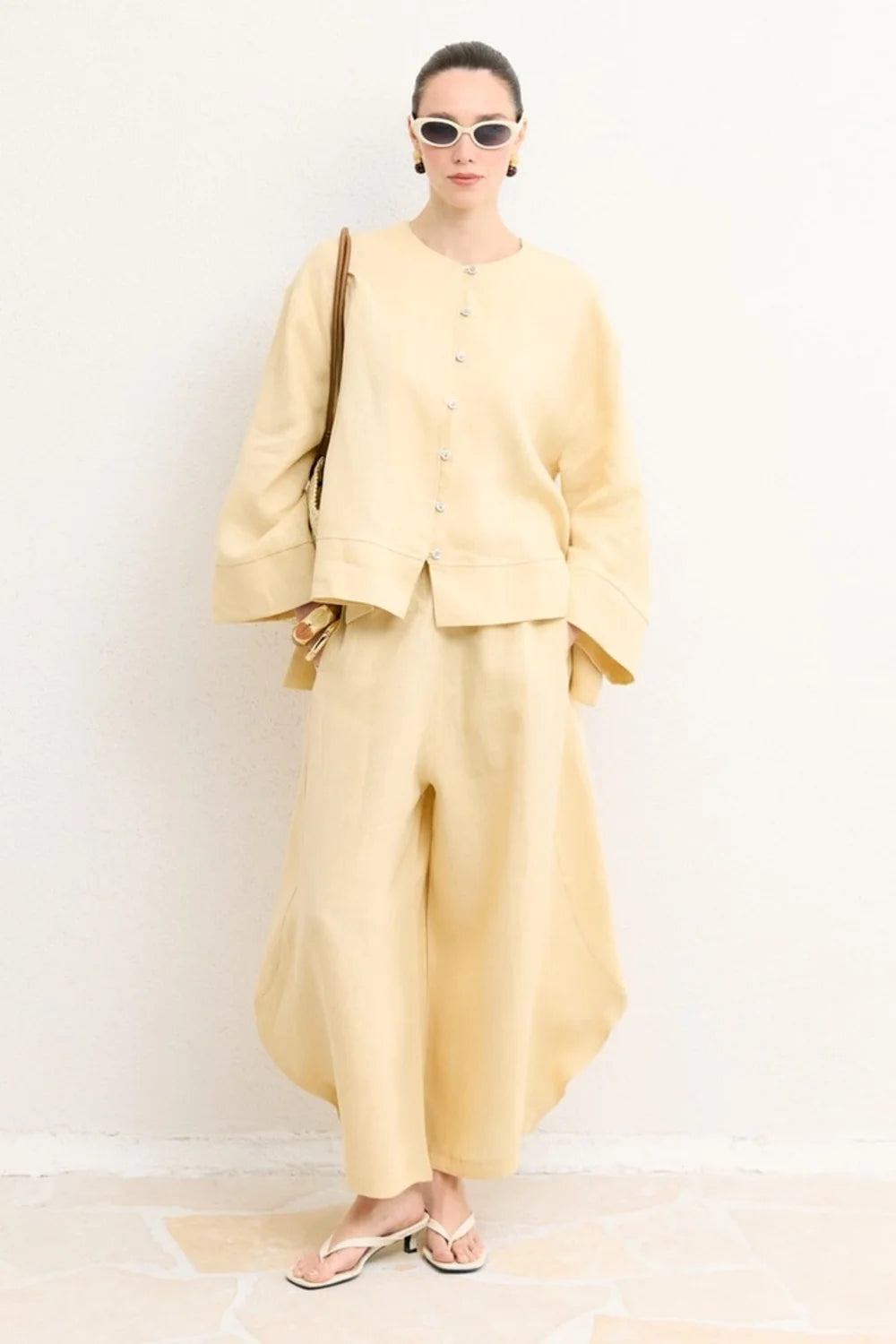 Evelyn Organic Linen Button Shirt - Yellow image 2