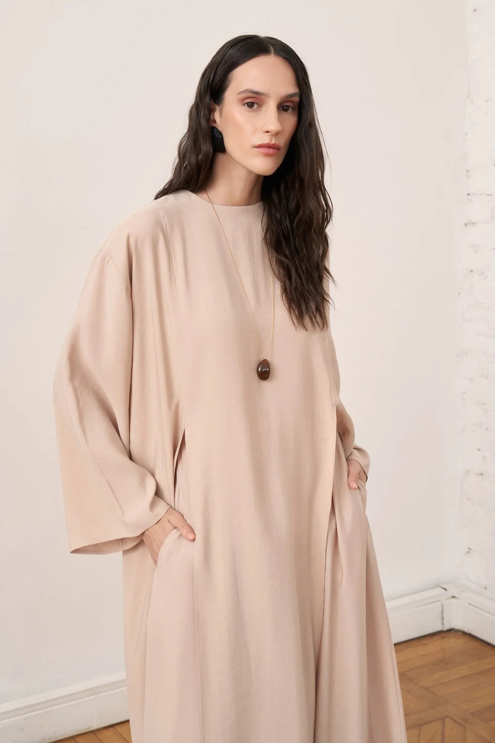 Lina Modal Long Blouse - Beige image 3