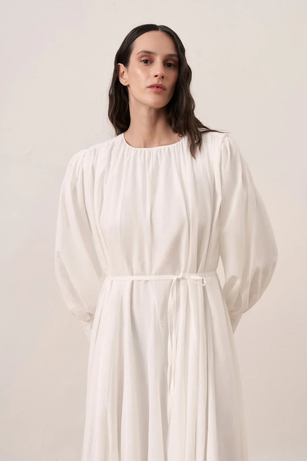 Seren Voile Long Dress - White - Muserobe modest dress image 3