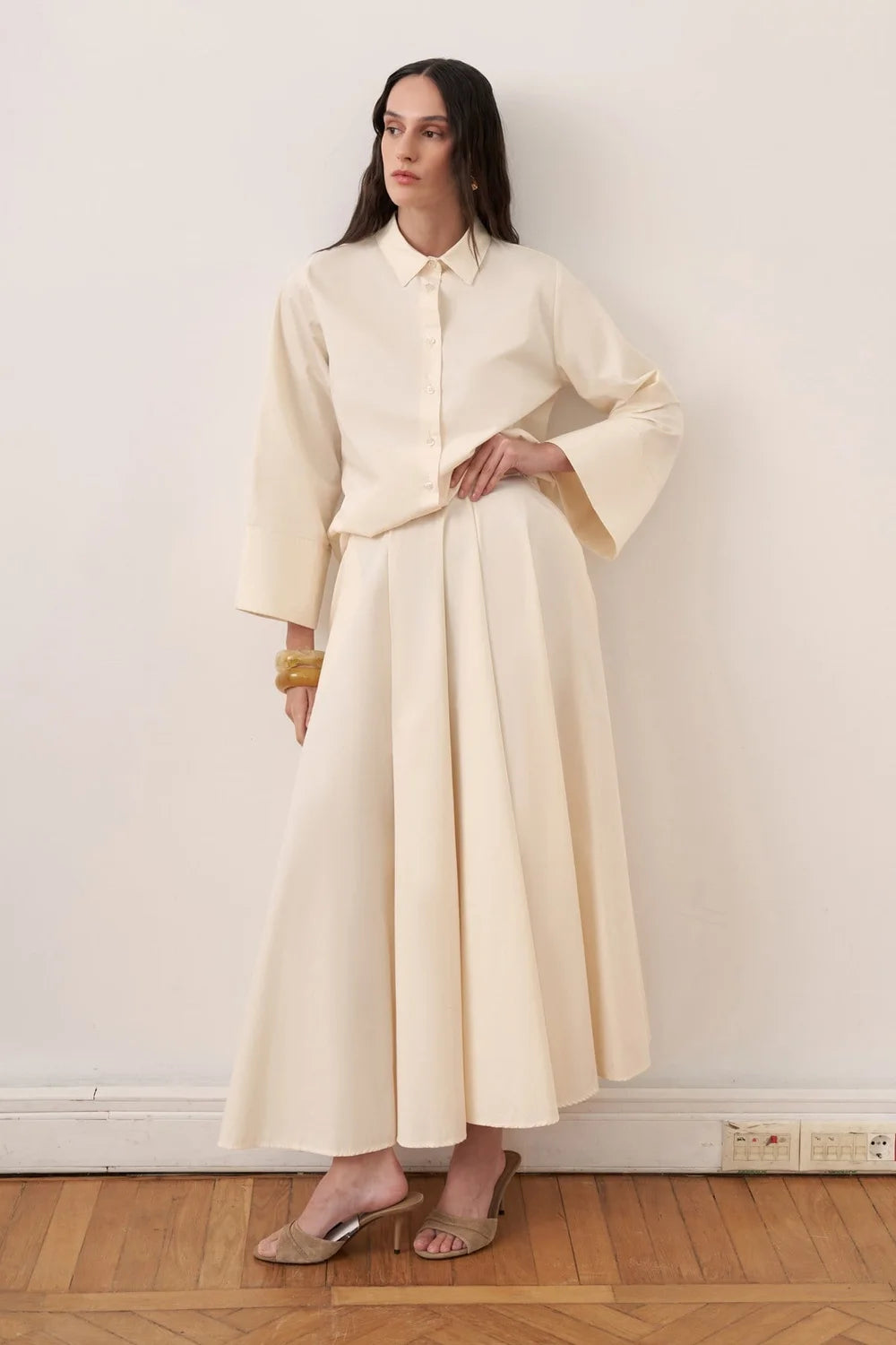 Narin Cotton Skirt Set - Butter - Muserobe modest skirt set image 3