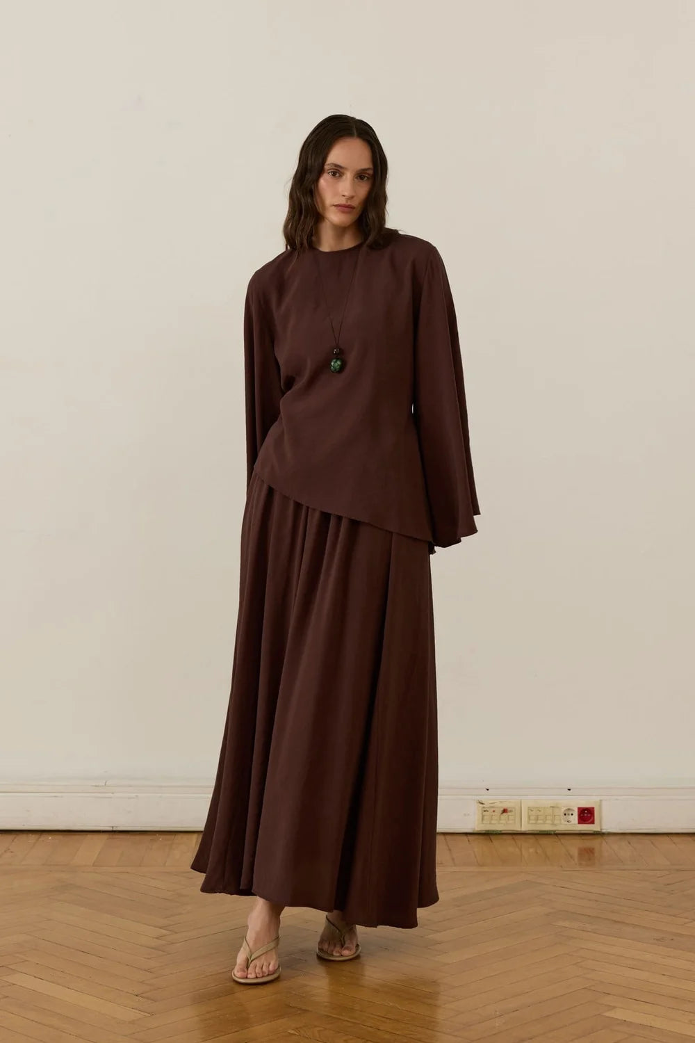 Elara Cupra Skirt Set - Dark Brown image 3