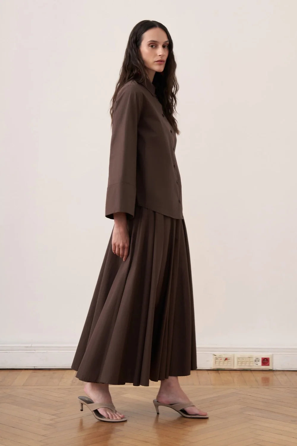 Narin Cotton Skirt Set - Brown - Muserobe modest skirt set image 3