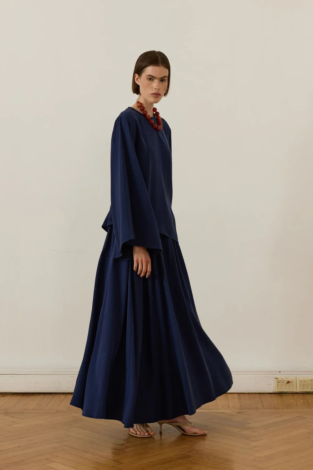 Elara Cupra Skirt Set - Navy image 3
