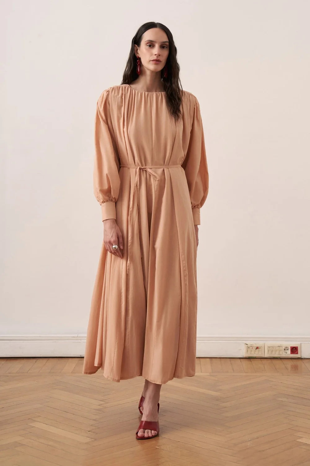 Seren Voile Long Dress - Salmon - Muserobe modest dress image 3