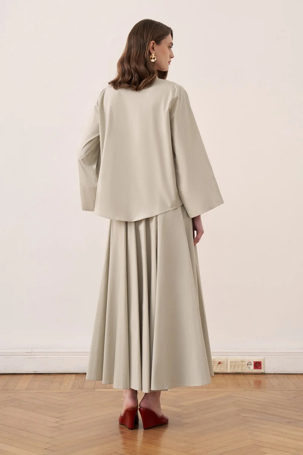 Narin Cotton Skirt Set - Sage - Muserobe modest skirt set image 4