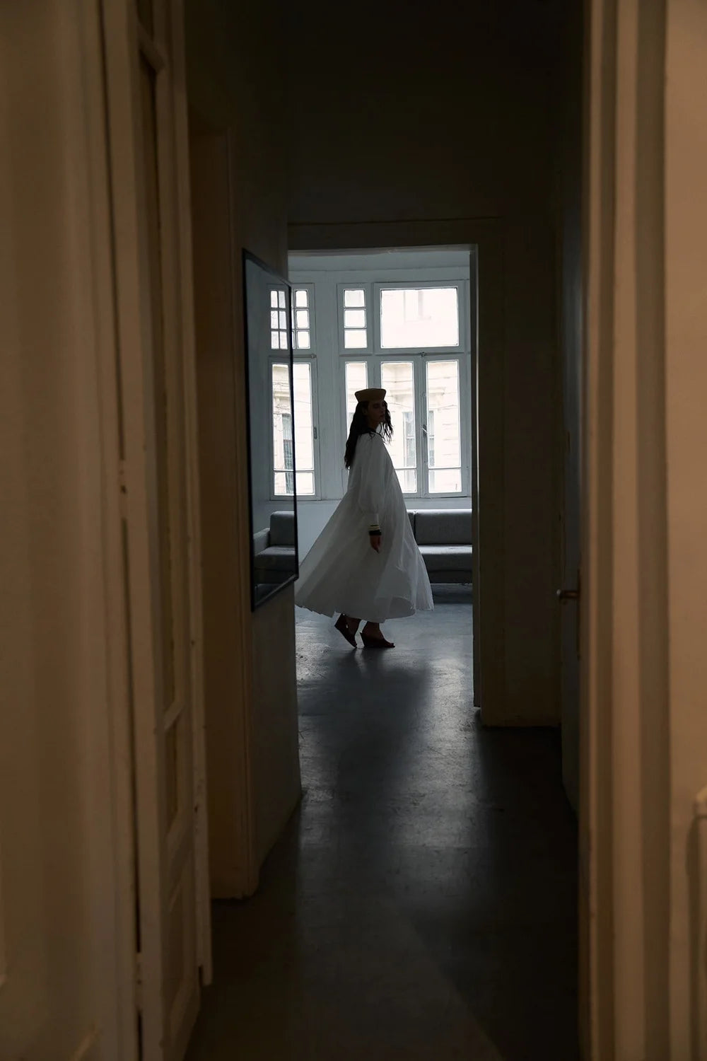 Seren Voile Long Dress - White - Muserobe modest dress image 4