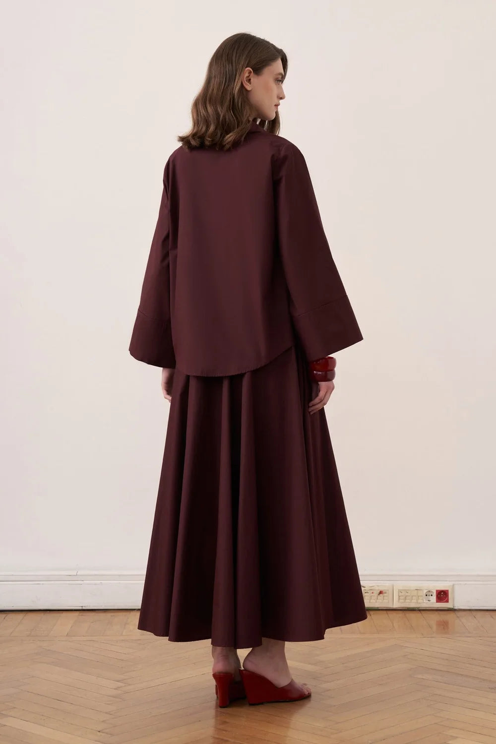 Narin Cotton Skirt Set - Burgundy - Muserobe modest skirt set image 4