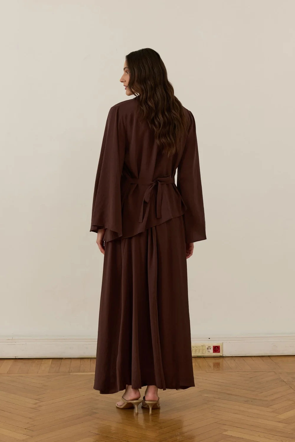 Elara Cupra Skirt Set - Dark Brown image 4