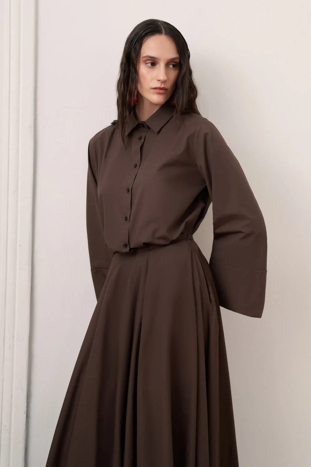 Narin Cotton Skirt Set - Brown - Muserobe modest skirt set image 4