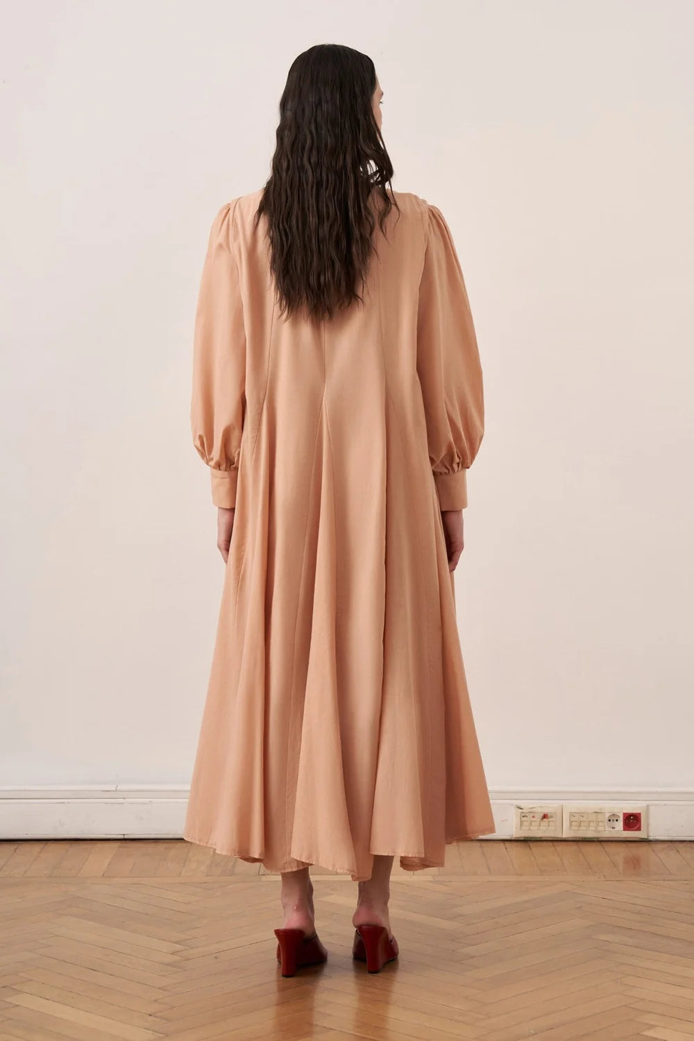 Seren Voile Long Dress - Salmon - Muserobe modest dress image 4