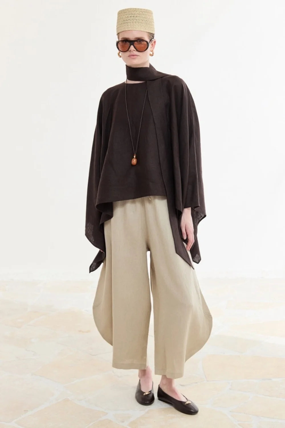 Mara Linen Poncho - Brown image 4