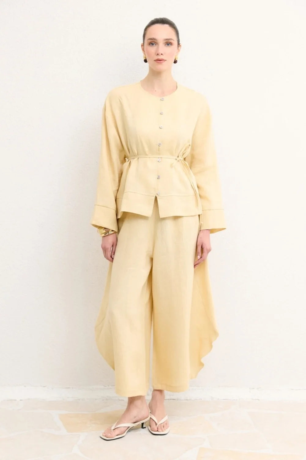 Evelyn Organic Linen Button Shirt - Yellow image 5