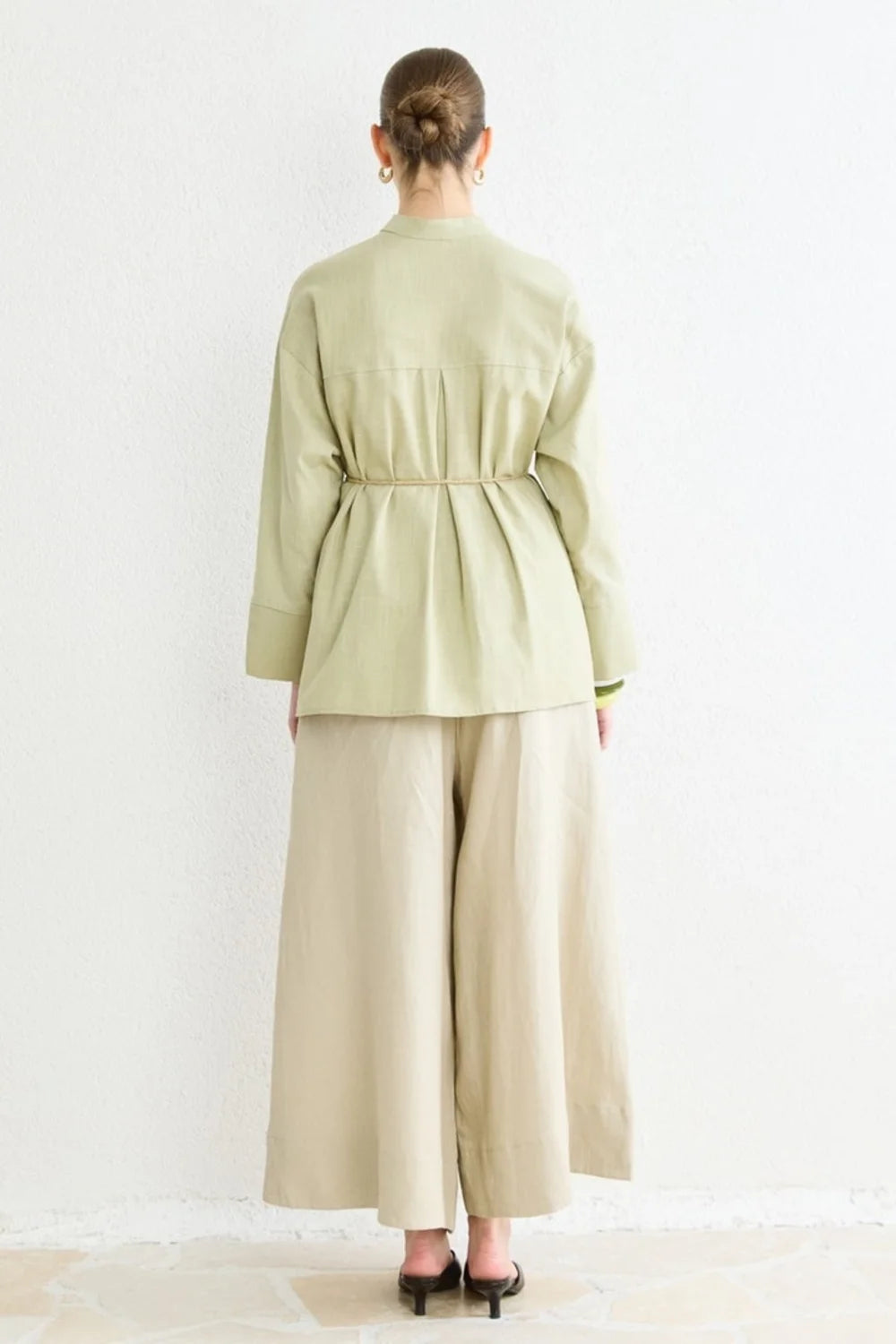 Talia Linen Belted Shirt - Sage image 6