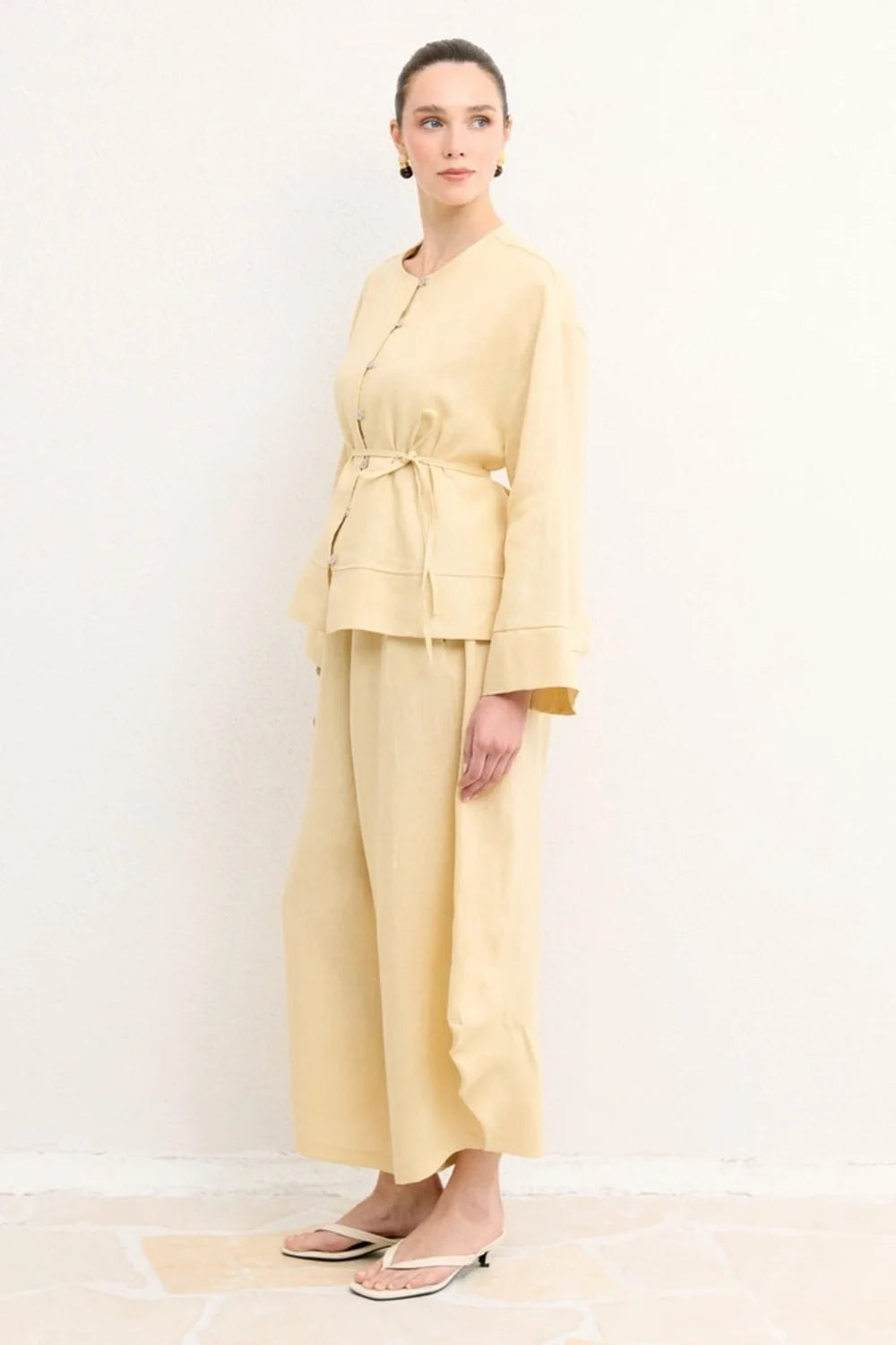 Evelyn Organic Linen Button Shirt - Yellow image 6