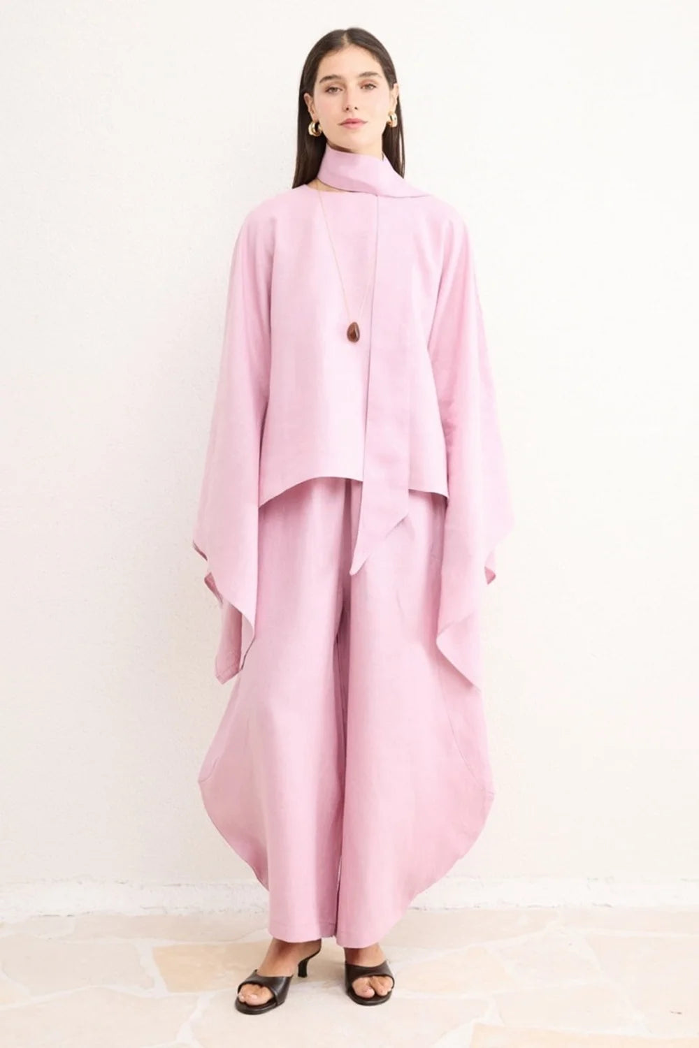 Mara Linen Poncho - Pink image 6