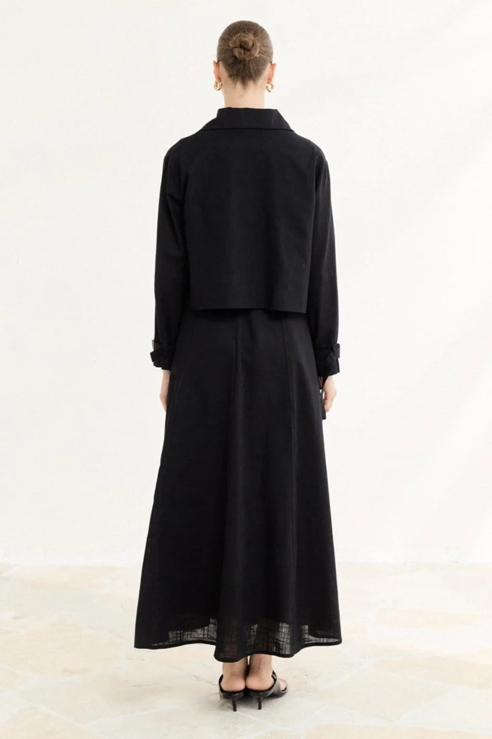 Sienna Linen Pinafore Dress - Black image 6