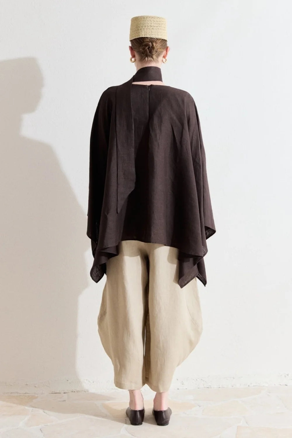 Mara Linen Poncho - Brown image 7