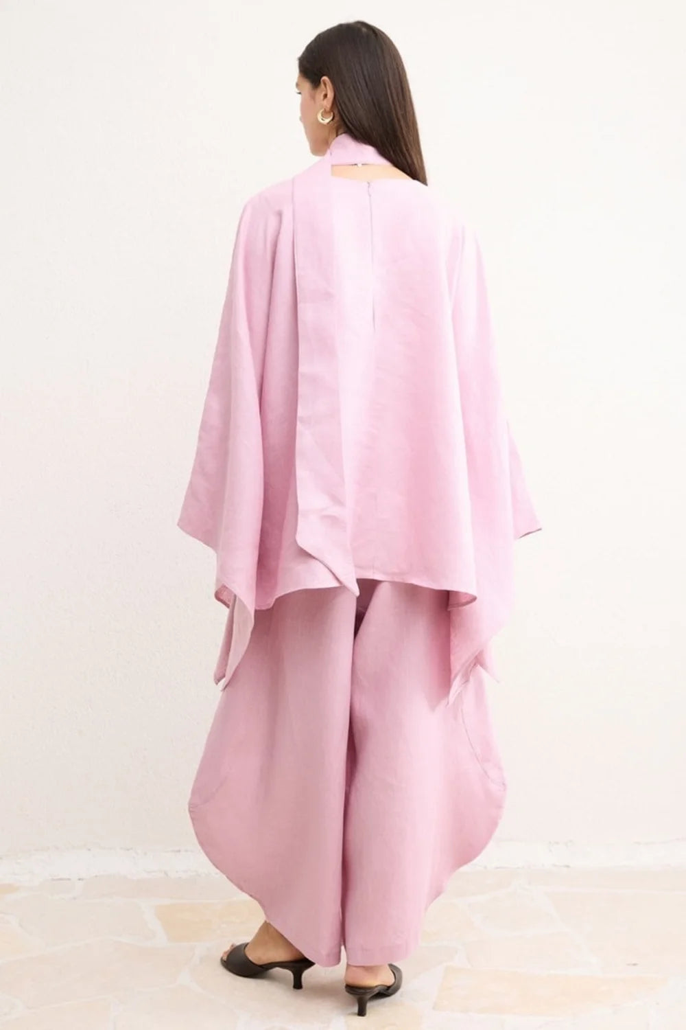 Mara Linen Poncho - Pink image 7