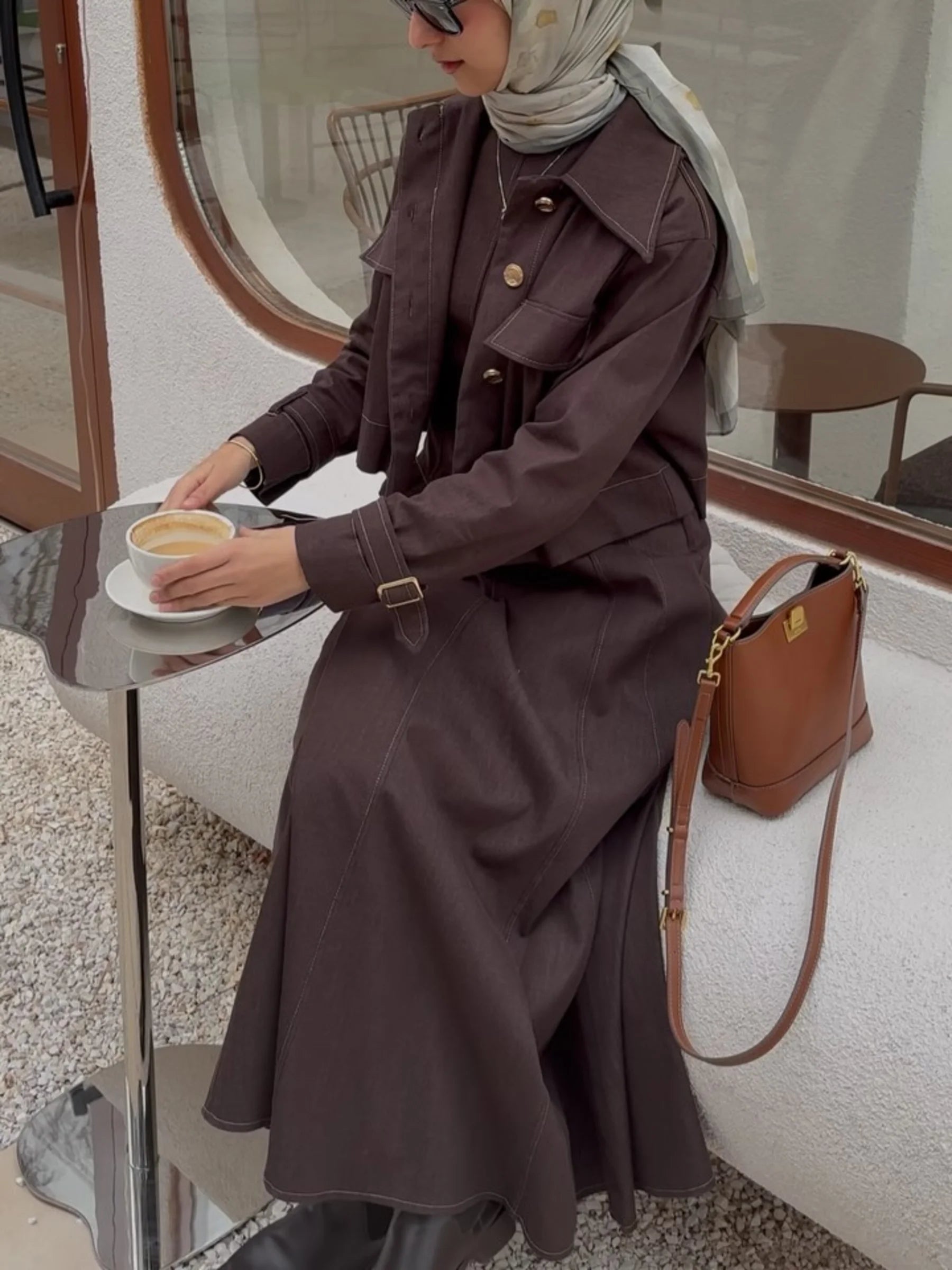 Daria Shirt & Pinafore Denim Set - Burgundy