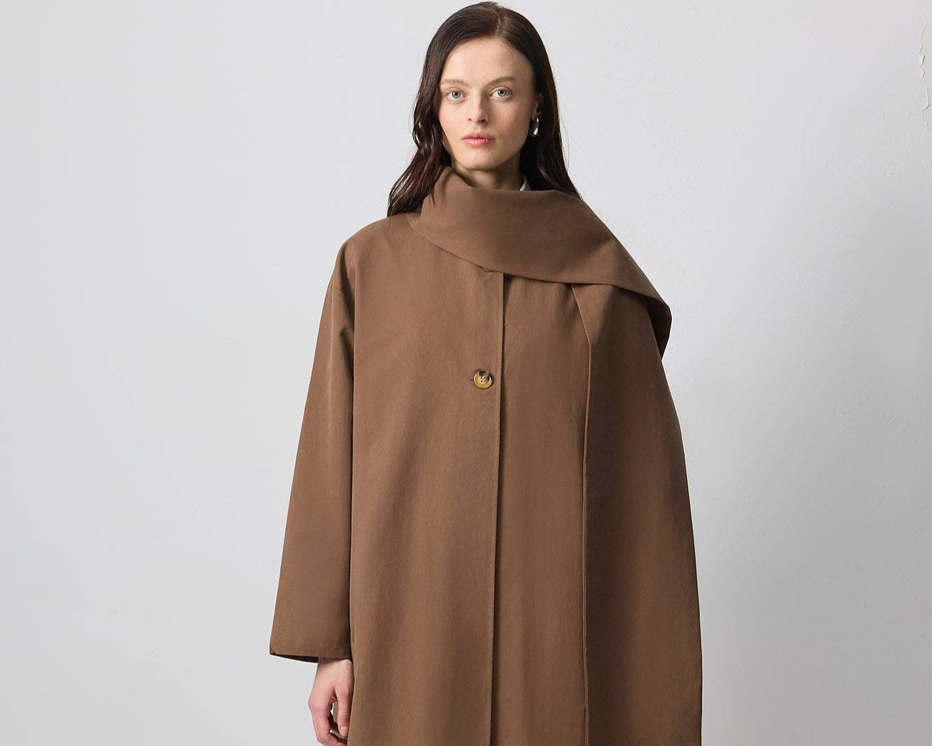Trenchcoat mit Schaldetail - Braun