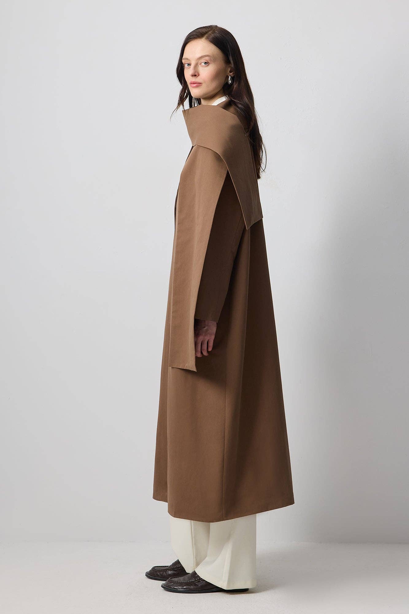 Trenchcoat mit Schaldetail - Braun