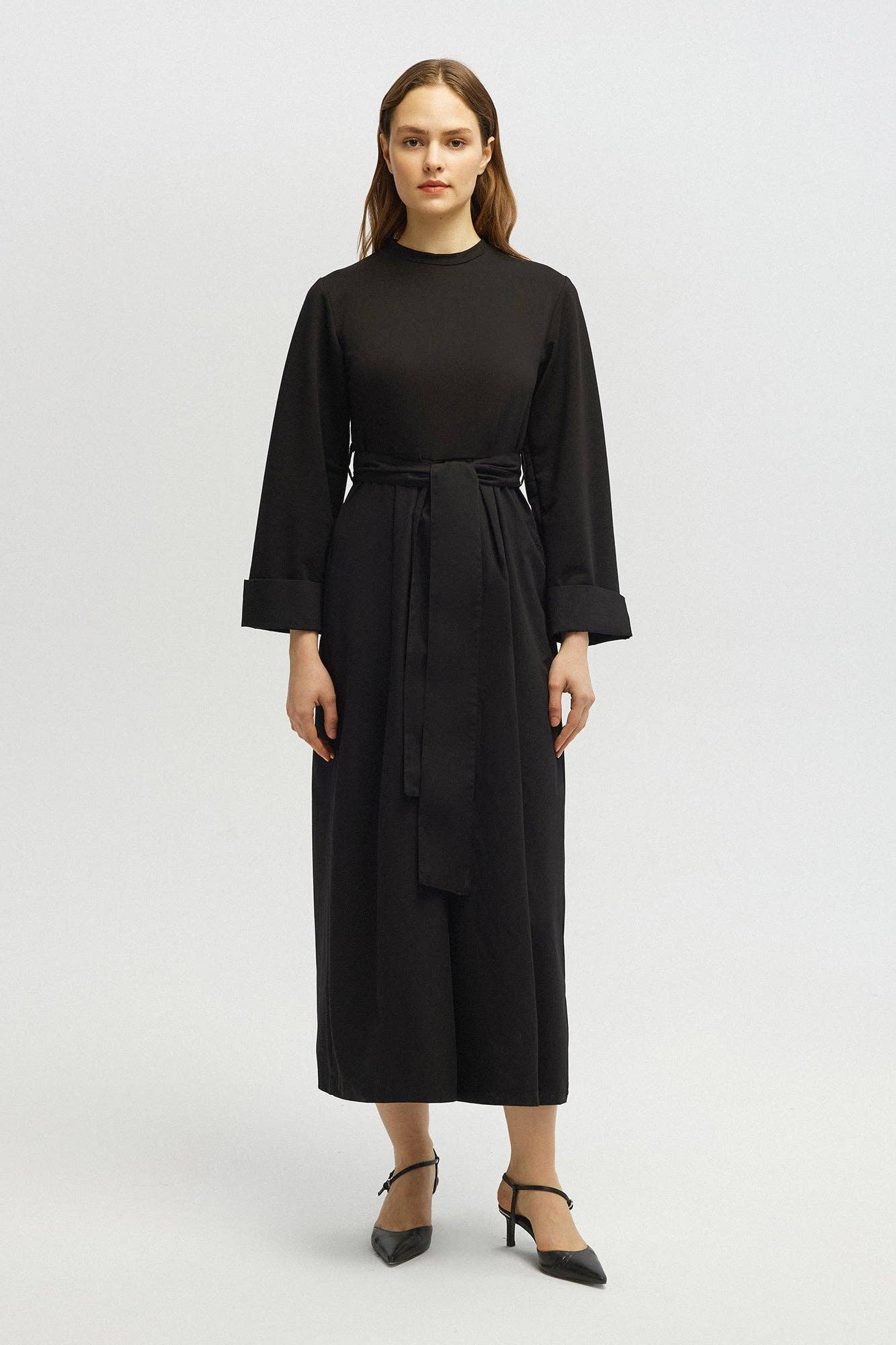 Belted Wide-Leg Jumpsuit – Black
