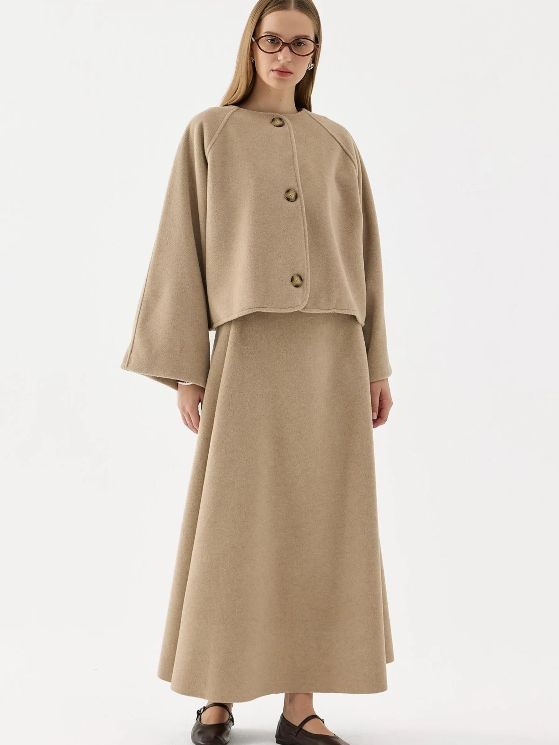 Gebürstetem Stoff Set 2-Teilig – Beige