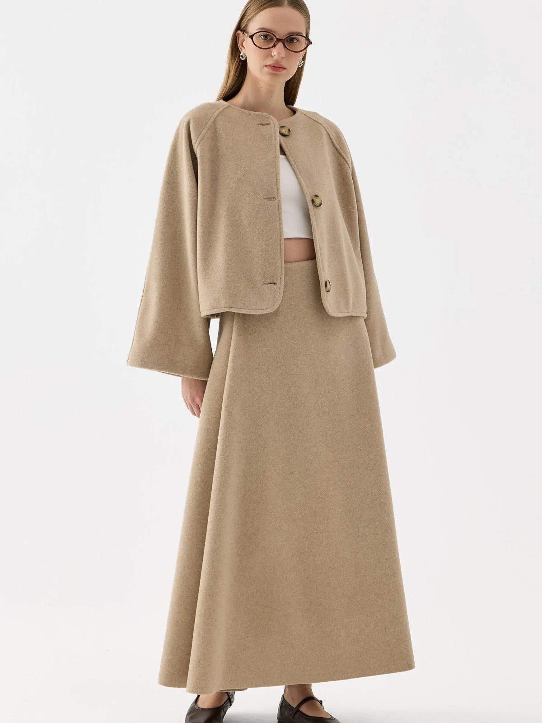 Gebürstetem Stoff Set 2-Teilig – Beige