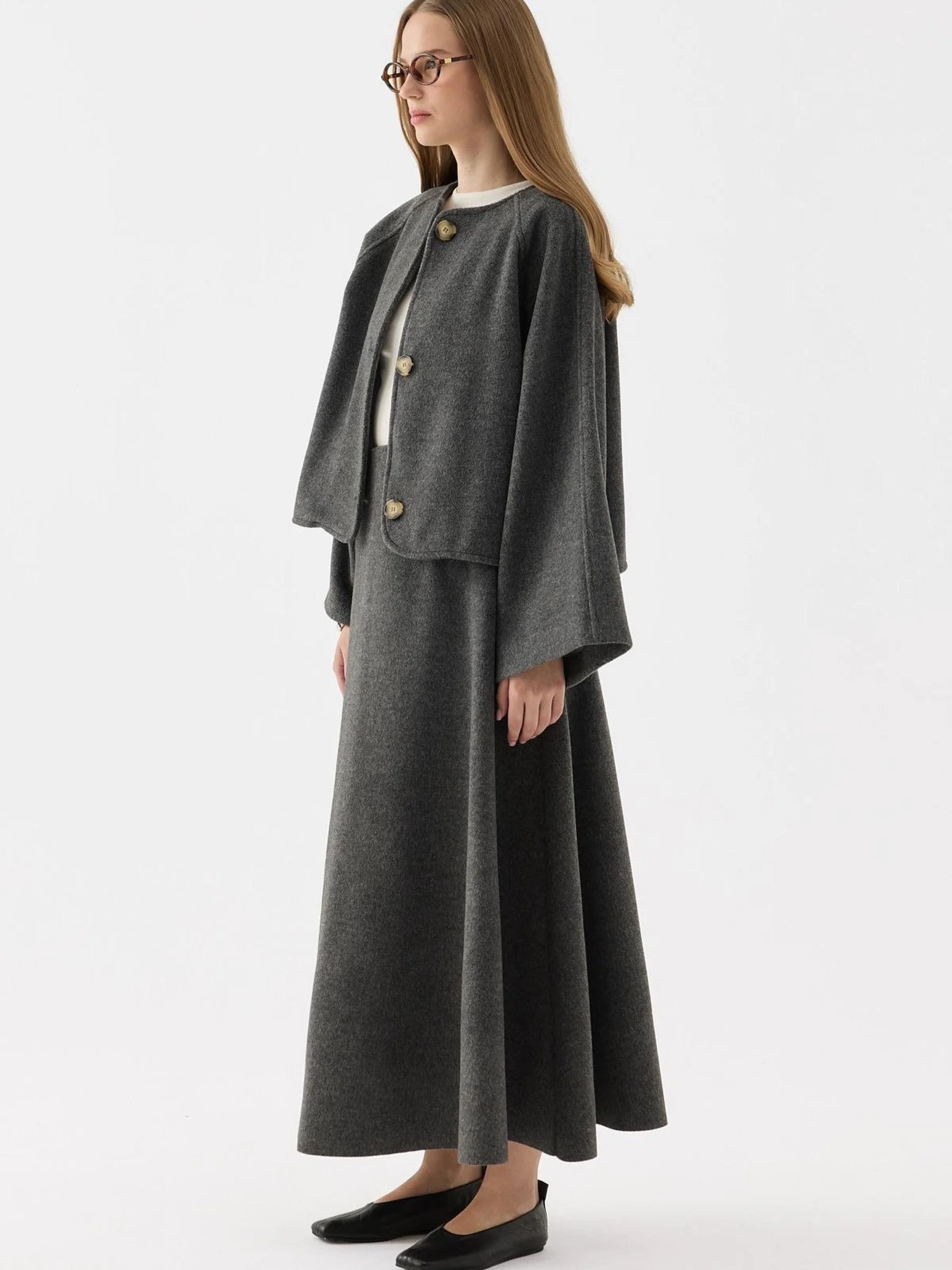 Gebürstetem Stoff Set 2-Teilig – Grau