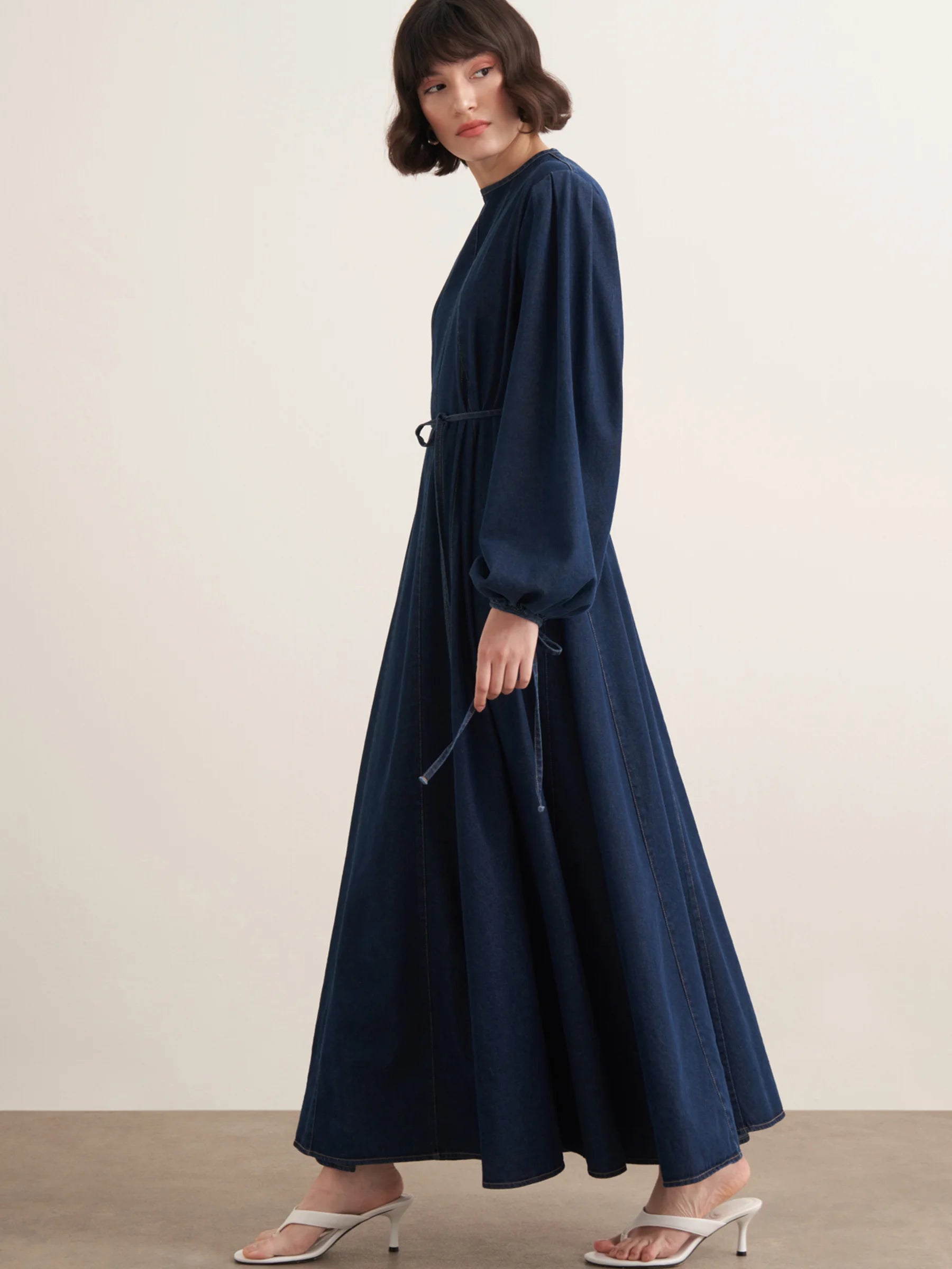 Maya Minimal Denim Dress by Muserobe, fabric and fit detail