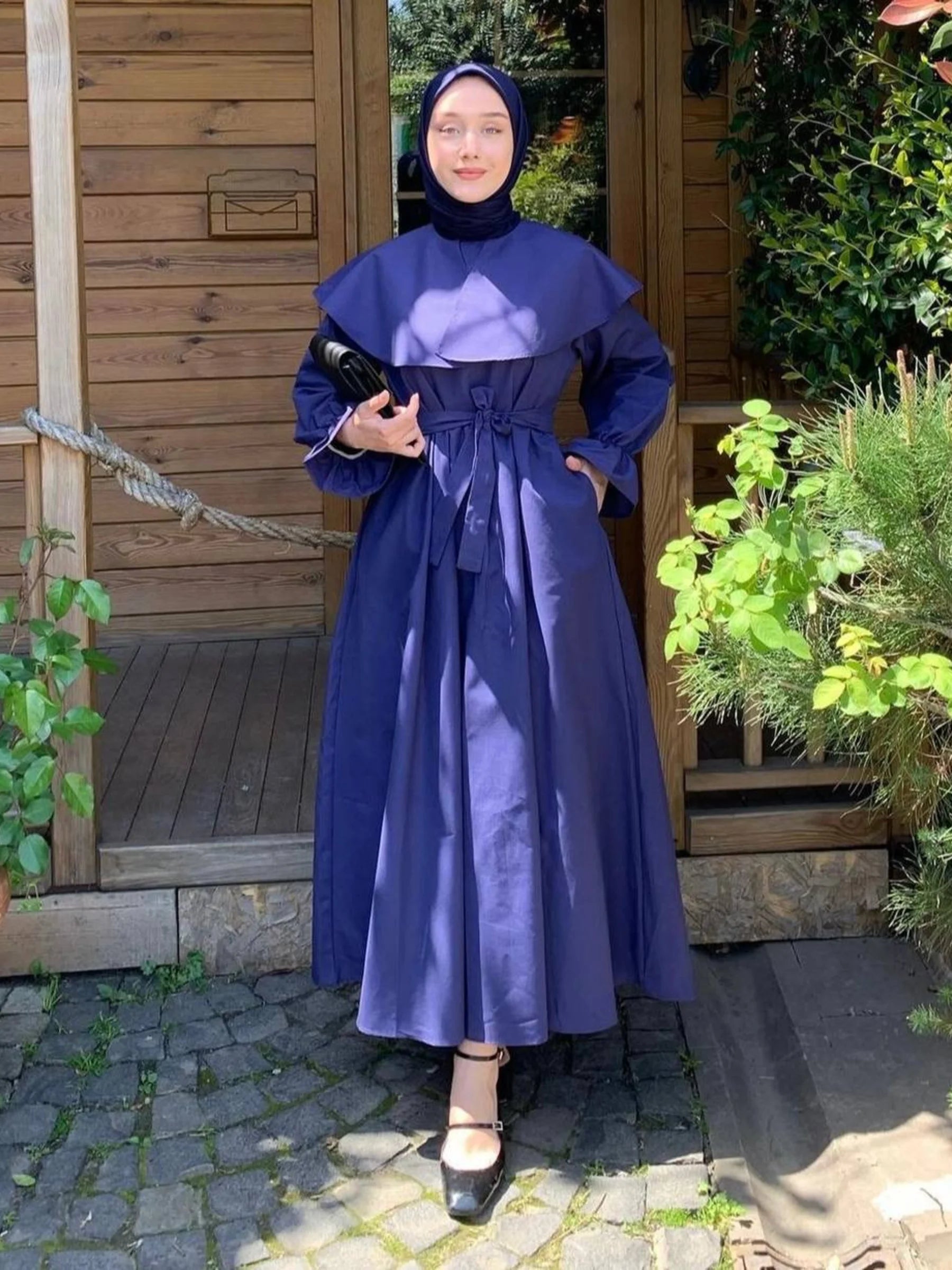 Amelie Kleid mit weitem Ausschnitt - Marineblau