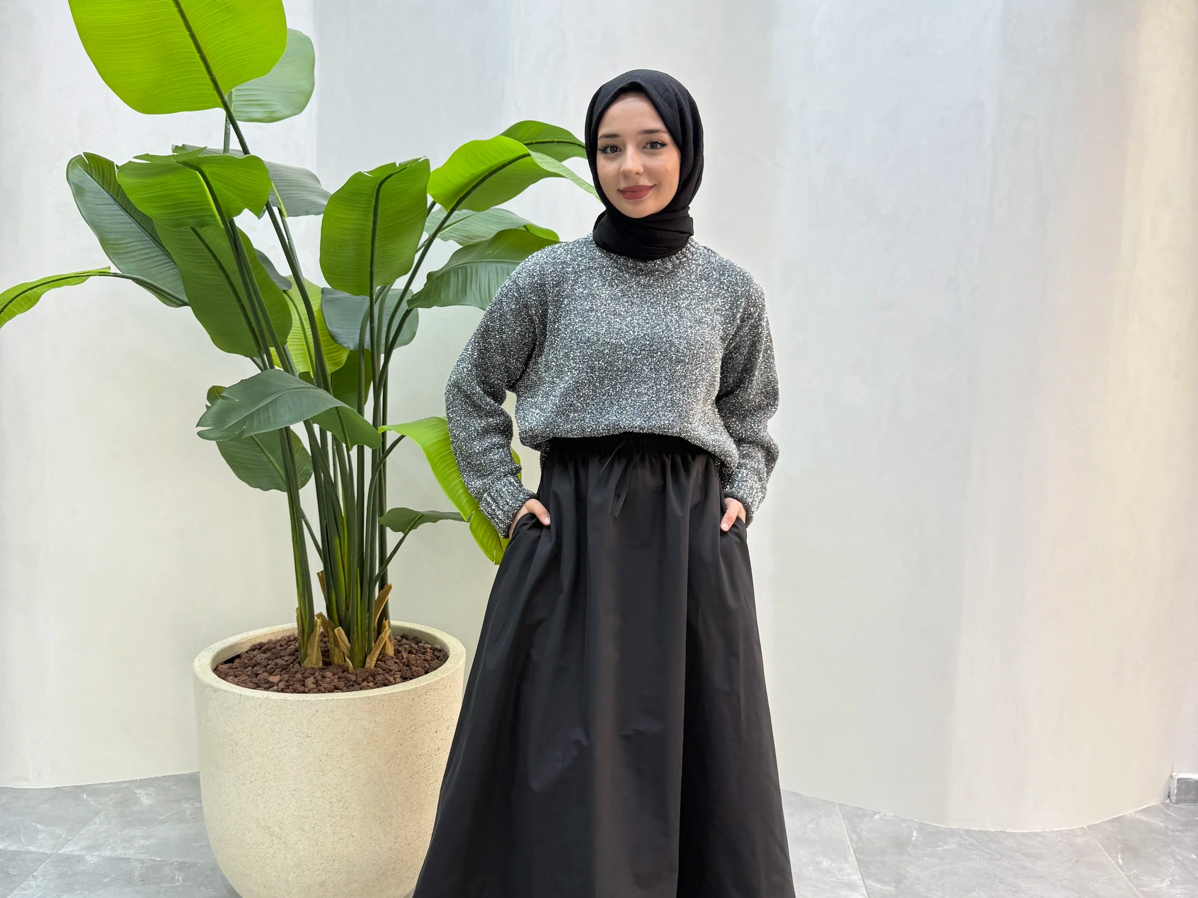 Short Glitter Sweater – Silver