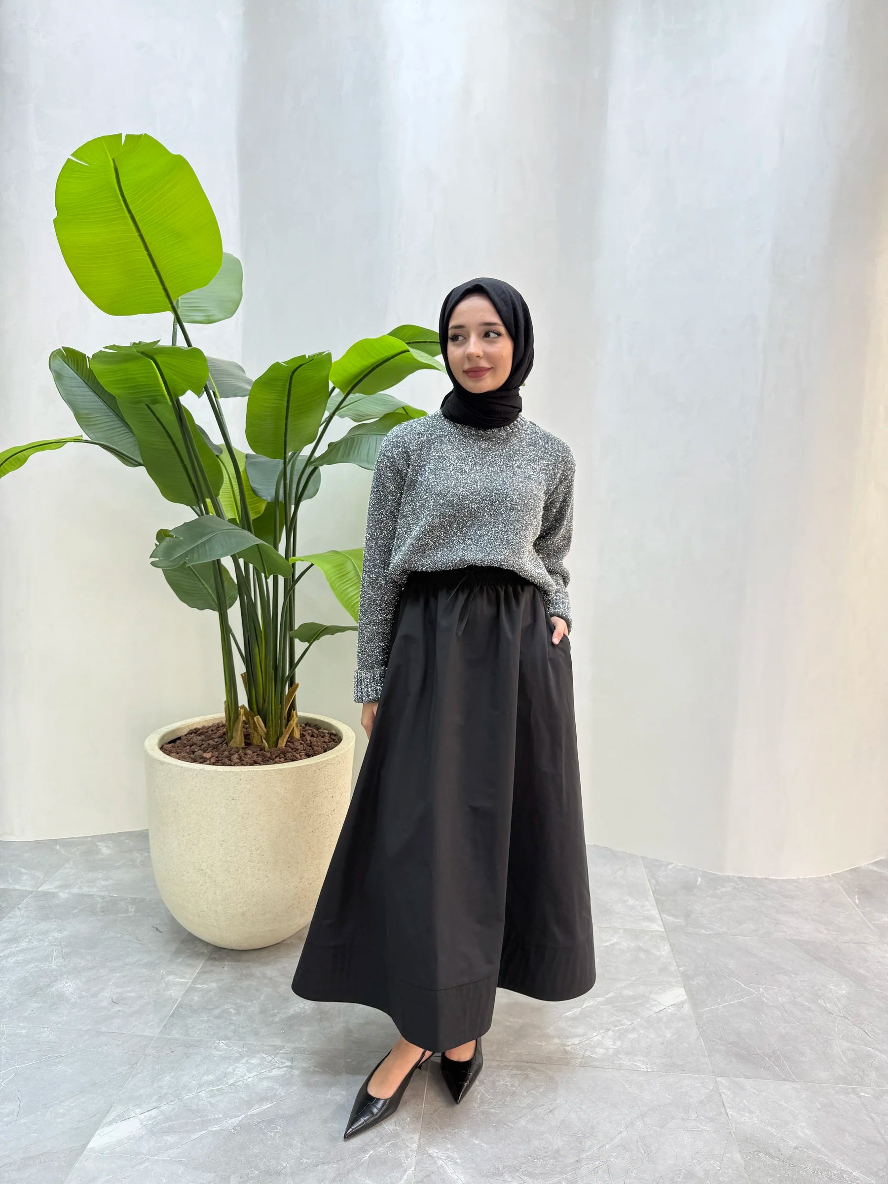 Short Glitter Sweater – Silver