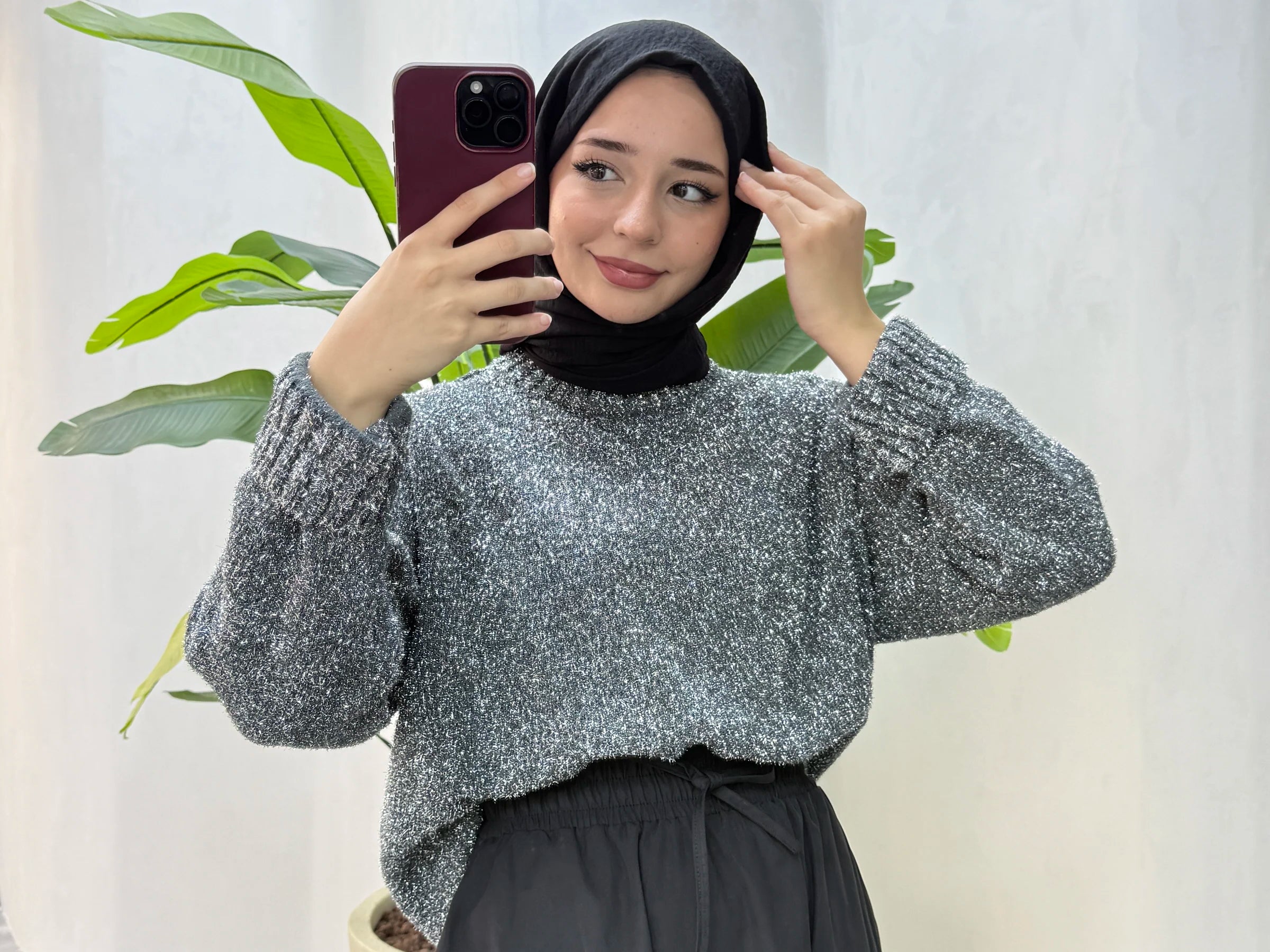 Short Glitter Sweater – Silver