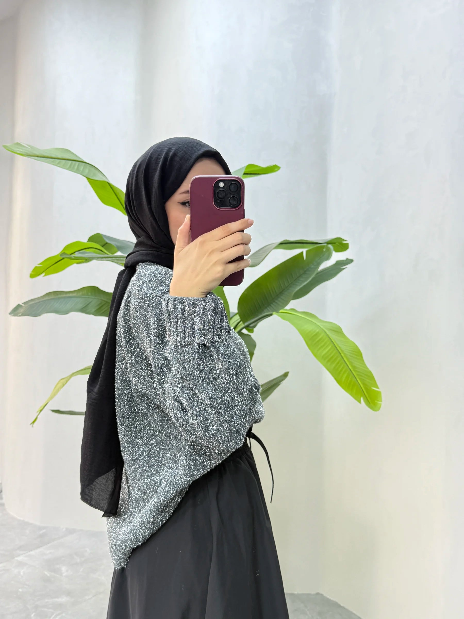 Short Glitter Sweater – Silver