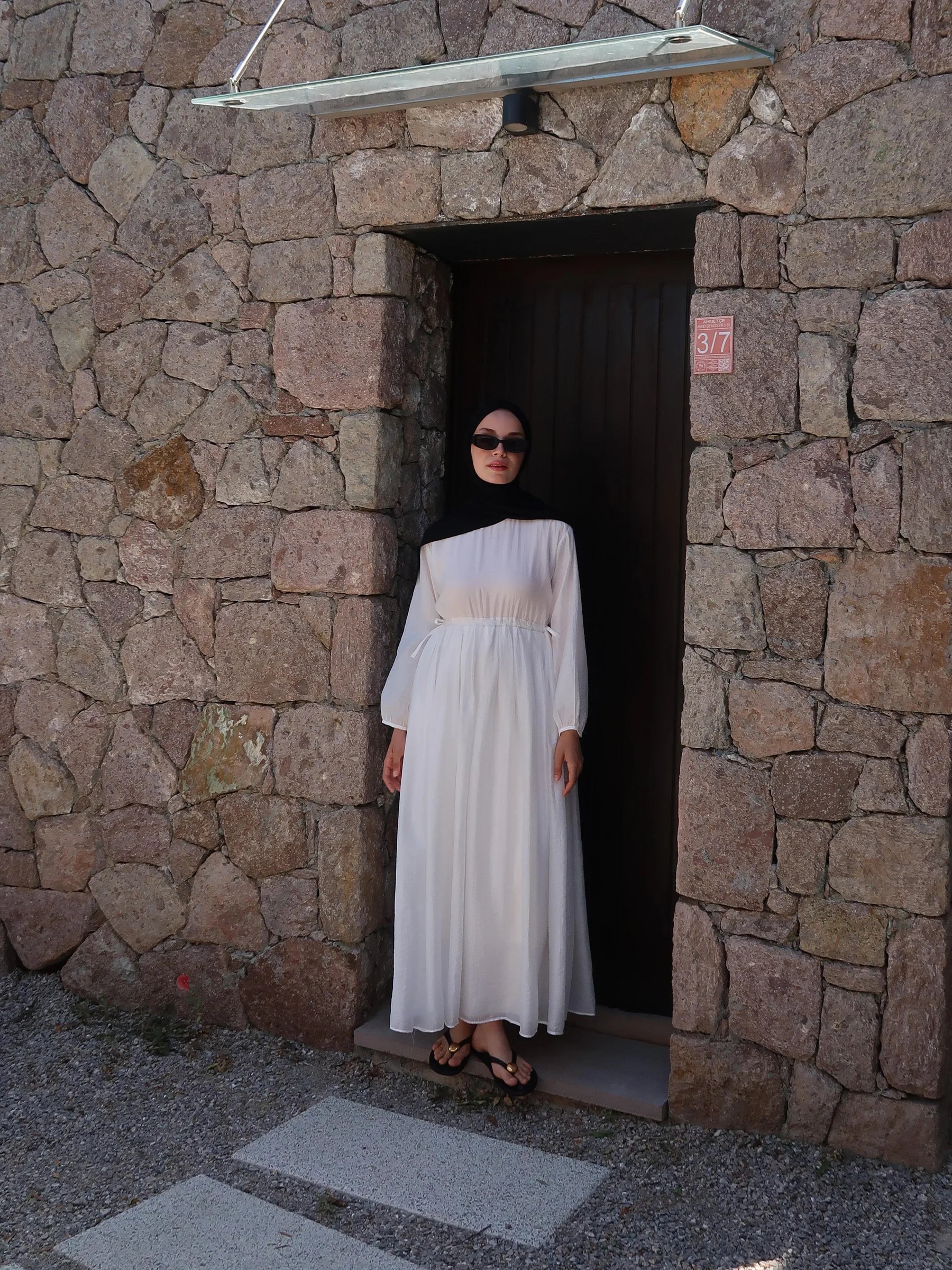 Daisy Flowy Elbise - Beyaz
