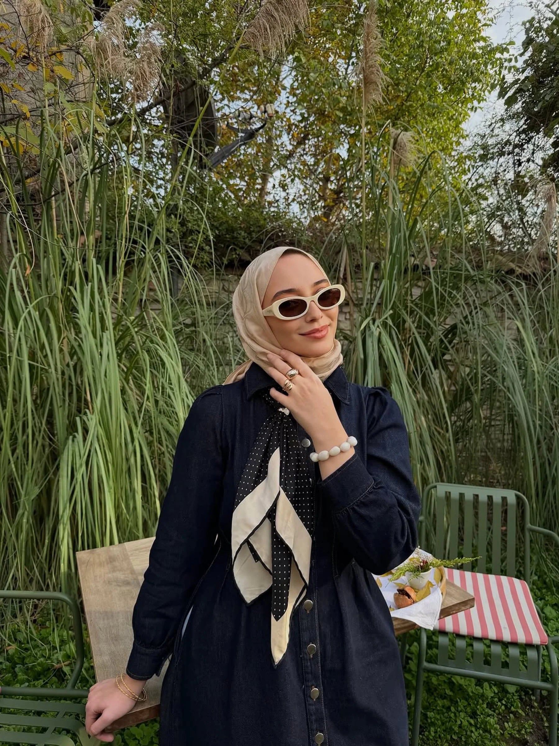 denim dress hijab Front Pocket Hijab Denim Overall Dress Dark Blue