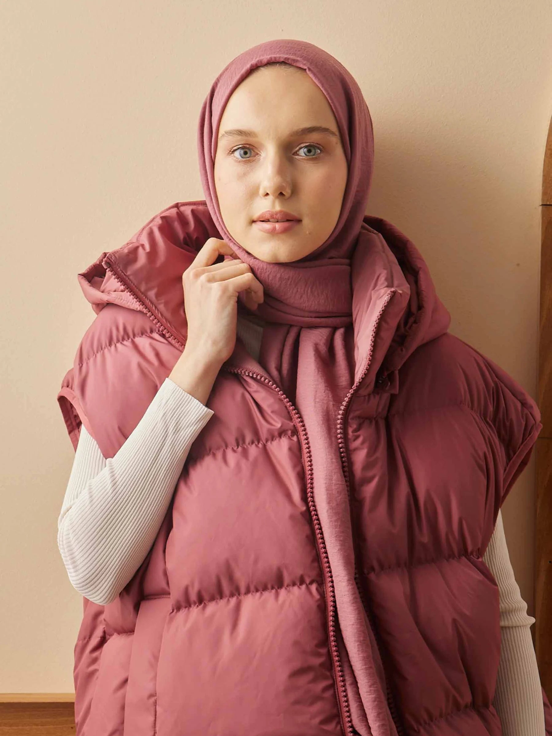 Crinkle Cotton Headscarf in Rose Pink by Muserobe, headscarf