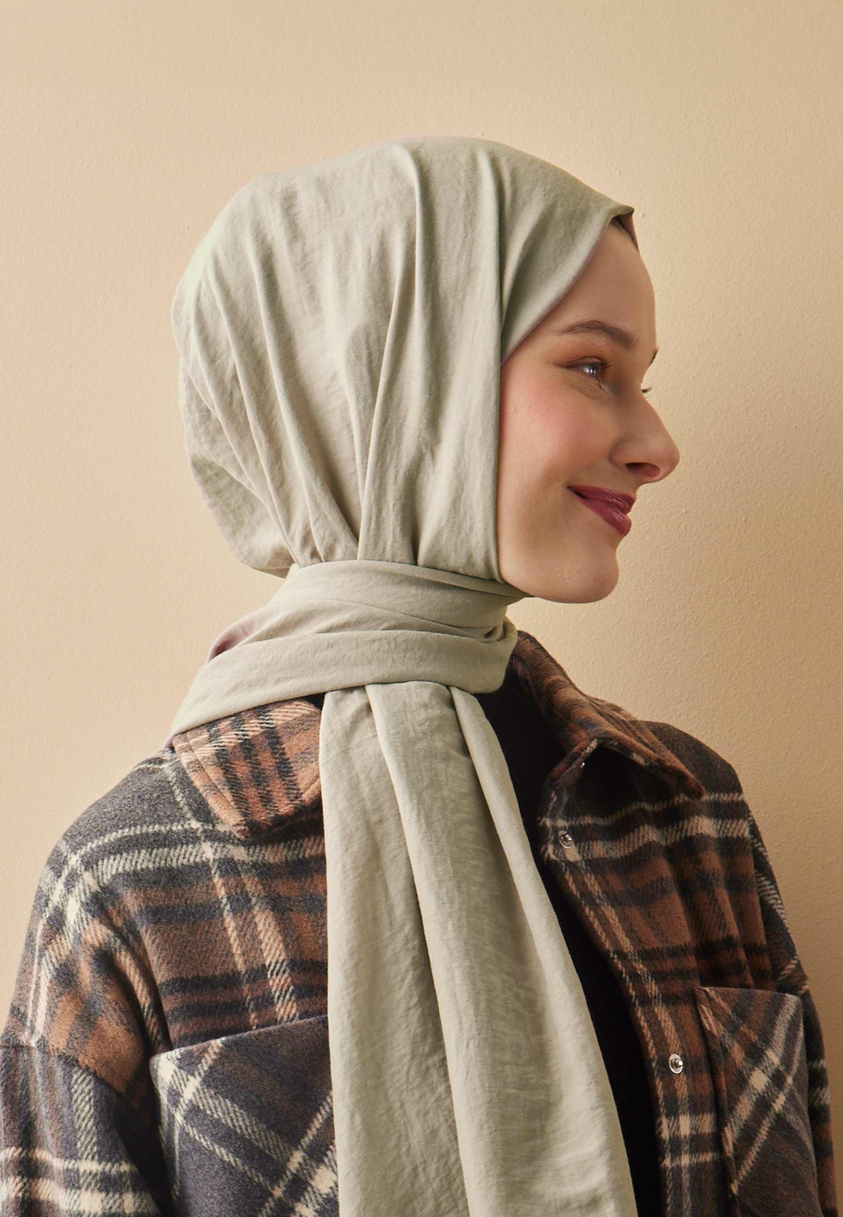 Crinkle Cotton Headscarf in Stone by Muserobe, side view