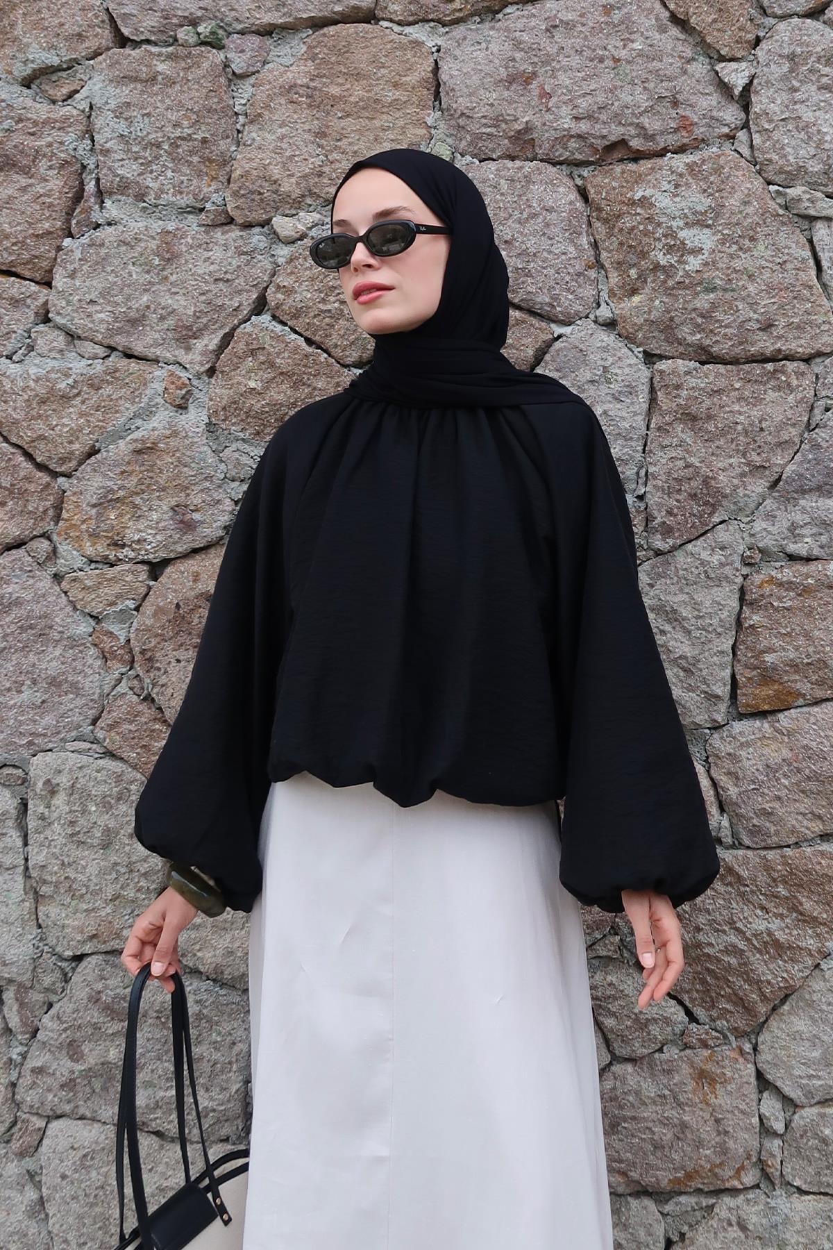 Lotus Flowy Bluse - Schwarz